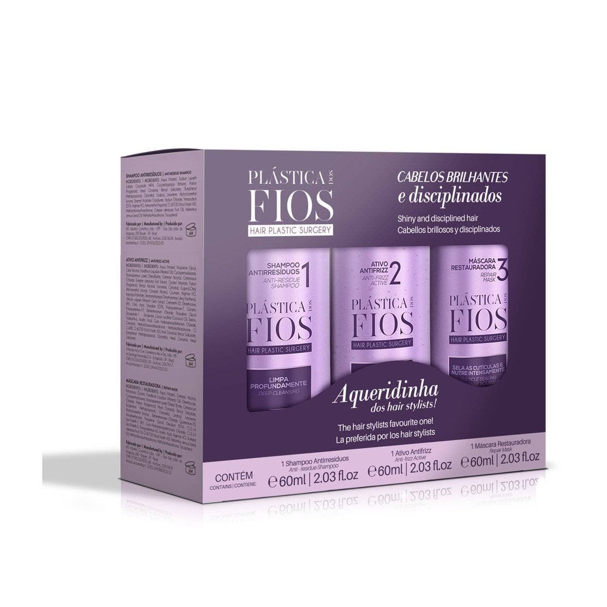 PLASTICA DOS FIOS BRAZILIAN KERATIN 3 STEPS TREATMENT KIT 3 X 60ml (2.