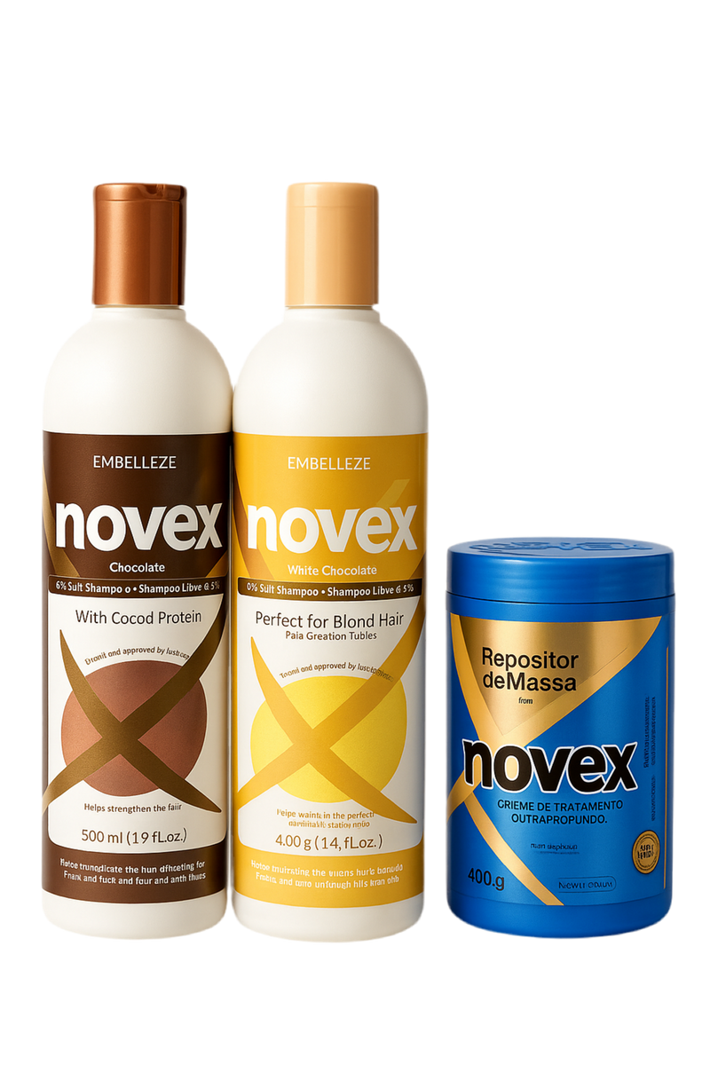 Novex Chococare & Chococlean Shampoo With Cocoa Protein And Mass Reposition Hair Mask Set - Keratinbeauty