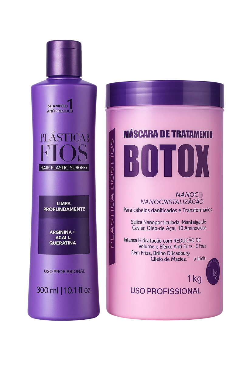 Plastica dos Fios Anti Residue Shampoo Hair Btox Damaged Hair Recovering Kit - Keratinbeauty