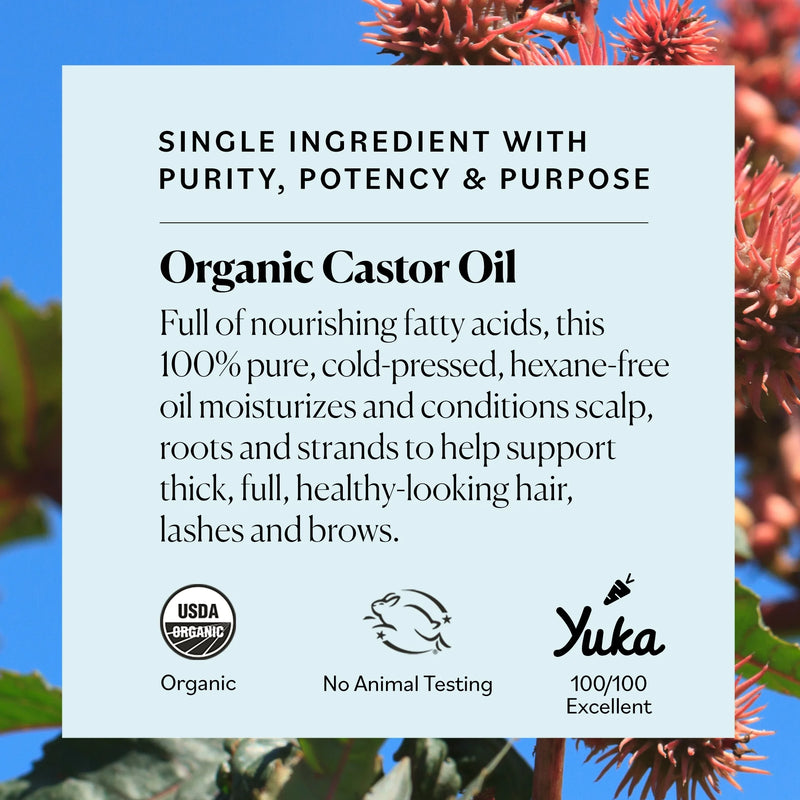 Organic Castor Oil to Condition for Fuller-Looking Hair, Lashes, and Brows, 16 Fl Oz