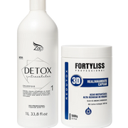 Keratin Treatment Kit Zap Detox Shampoo And Fortyliss 3D Power Hair Btox Mask 33.8fl.oz 1000ml - Keratinbeauty