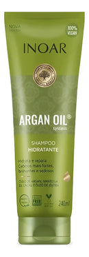 Inoar Argan Oil Hydrating Shampoo Tube Restores Softness & Manageability 240g