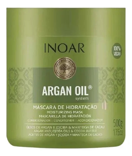 Inoar Argan Oil Hydrating Hair Mask 500g for Intense Shine and Softness