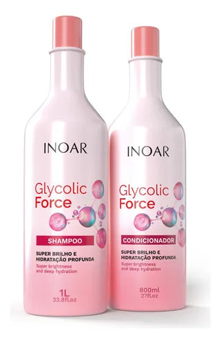 Inoar Glycolic Force Shampoo and Conditioner Kit for Damaged Hair 800ml