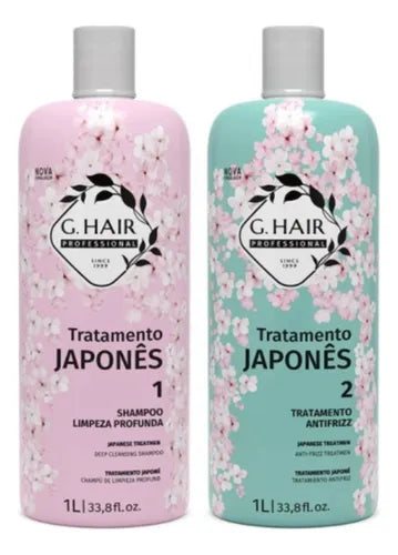 G Hair Japanese Treatment Progressive Brush Kit: Anti-Frizz, Volume Control, 2x1L
