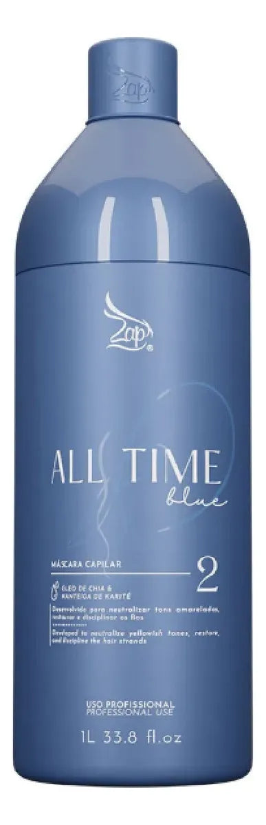 Zap Cosméticos All Time Blue Hair Straightening Treatment 1000mL for All Hair Types