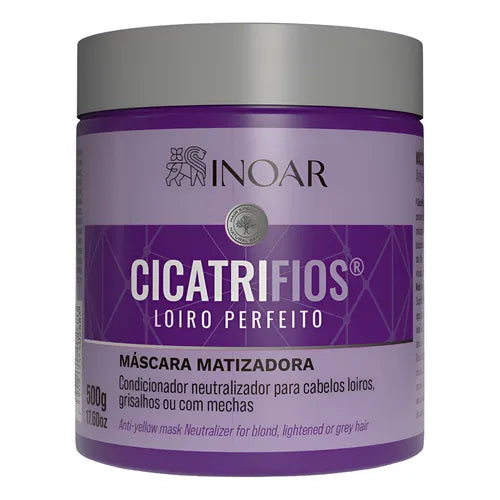 Inoar Cicatrifios Perfect Blonde Toning Hair Mask, 17.6 Ounce, for Luminous Blonde Hair