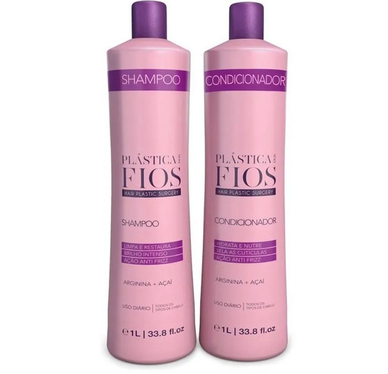 Cadiveu Plastica Dos Fios Shampoo And  Hair Conditioner Daily Use Kit 34fl 0z 1000ml