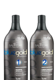 SALVATORE PREMIUM BLUE GOLD TANINOPLASTIE KIT DE TRAITEMENT DE CHEVEUX 2 X 1000ml / 33fl.oz - Keratinbeauty