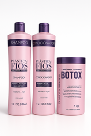 Plastica Dos Fios Deep Hydrating Kit Shampoo Hair Conditioner And Hair Btox 34oz 1000ml - Keratinbeauty