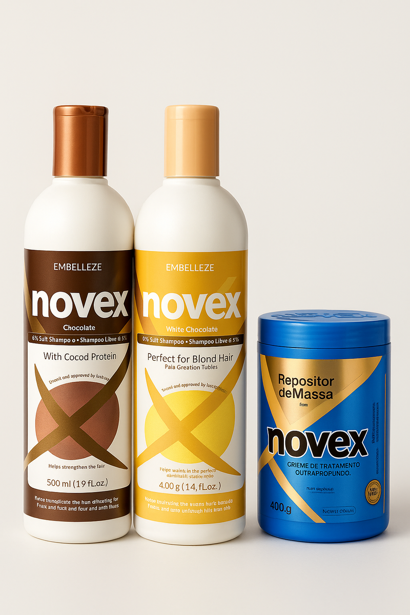 Novex Chococare & Chococlean Shampoo With Cocoa Protein And Mass Reposition Hair Mask Set - Keratinbeauty